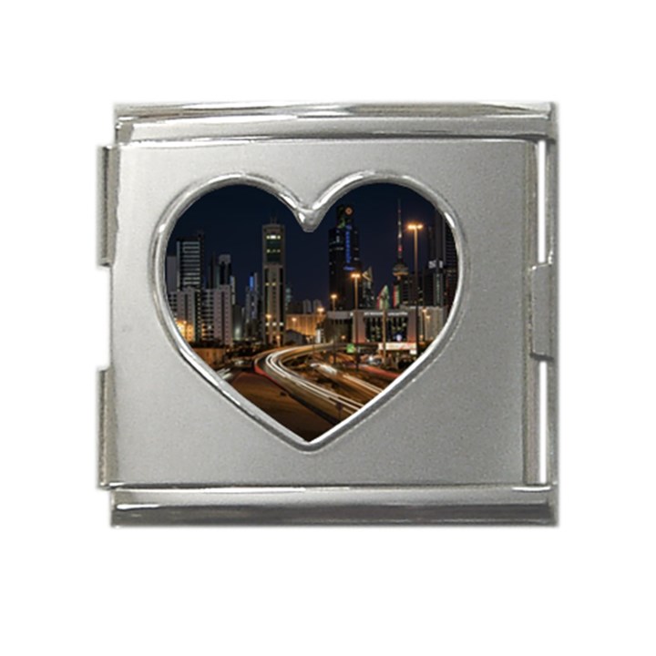 Skyscrapers Buildings Skyline Mega Link Heart Italian Charm (18mm)