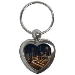 Skyscrapers Buildings Skyline Key Chain (heart) by Ravend