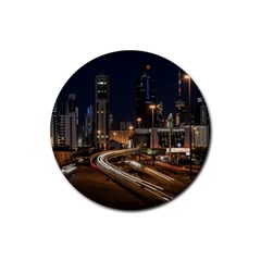 Skyscrapers Buildings Skyline Rubber Round Coaster (4 Pack) by Ravend