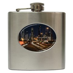 Skyscrapers Buildings Skyline Hip Flask (6 Oz) by Ravend