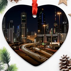 Skyscrapers Buildings Skyline Heart Ornament (two Sides) by Ravend