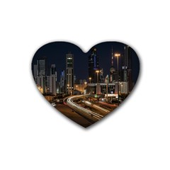 Skyscrapers Buildings Skyline Rubber Coaster (Heart)