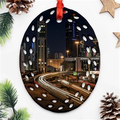 Skyscrapers Buildings Skyline Ornament (Oval Filigree)