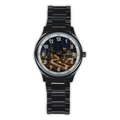 Skyscrapers Buildings Skyline Stainless Steel Round Watch by Ravend