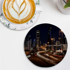 Skyscrapers Buildings Skyline Uv Print Round Tile Coaster by Ravend