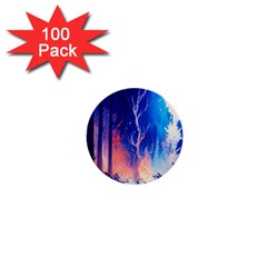 Winter Snow Mountain Fire Flame 1  Mini Buttons (100 Pack)  by Ravend