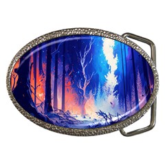 Winter Snow Mountain Fire Flame Belt Buckles by Ravend