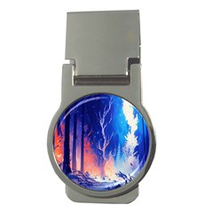 Winter Snow Mountain Fire Flame Money Clips (round)  by Ravend