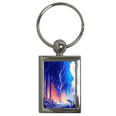 Winter Snow Mountain Fire Flame Key Chain (rectangle) by Ravend