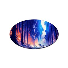 Winter Snow Mountain Fire Flame Sticker (oval) by Ravend