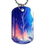 Winter Snow Mountain Fire Flame Dog Tag (One Side) Front