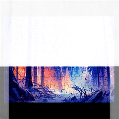 Winter Snow Mountain Fire Flame Rectangular Jigsaw Puzzl by Ravend