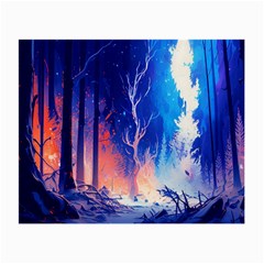 Winter Snow Mountain Fire Flame Small Glasses Cloth by Ravend