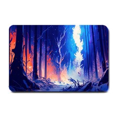 Winter Snow Mountain Fire Flame Small Doormat by Ravend