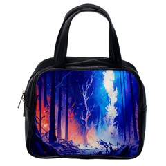 Winter Snow Mountain Fire Flame Classic Handbag (one Side) by Ravend