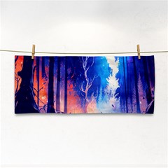 Winter Snow Mountain Fire Flame Hand Towel by Ravend