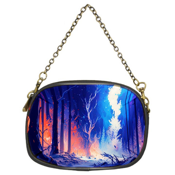 Winter Snow Mountain Fire Flame Chain Purse (Two Sides)