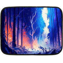 Winter Snow Mountain Fire Flame One Side Fleece Blanket (mini) by Ravend