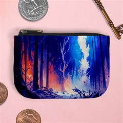 Winter Snow Mountain Fire Flame Mini Coin Purse by Ravend