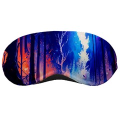 Winter Snow Mountain Fire Flame Sleeping Mask by Ravend