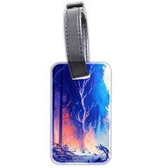 Winter Snow Mountain Fire Flame Luggage Tag (two Sides) by Ravend