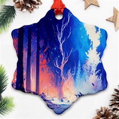 Winter Snow Mountain Fire Flame Ornament (snowflake) by Ravend