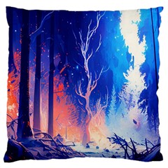 Winter Snow Mountain Fire Flame Large Cushion Case (two Sides) by Ravend