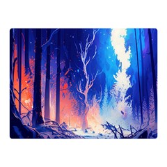 Winter Snow Mountain Fire Flame Premium Plush Fleece Blanket (mini)