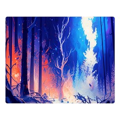 Winter Snow Mountain Fire Flame Premium Plush Fleece Blanket (large) by Ravend