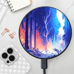 Winter Snow Mountain Fire Flame Wireless Fast Charger(black)