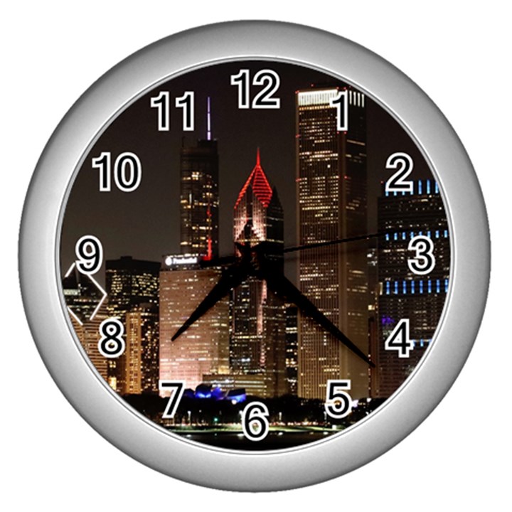 Chicago City Architecture Downtown Wall Clock (Silver)