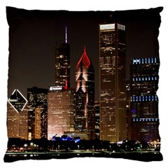 Chicago City Architecture Downtown Large Premium Plush Fleece Cushion Case (Two Sides)