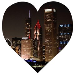 Chicago City Architecture Downtown Wooden Puzzle Heart