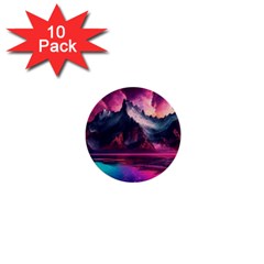 Ai Generated Mountain Ocean Lava 1  Mini Buttons (10 Pack)  by Ravend