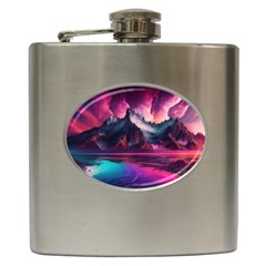 Ai Generated Mountain Ocean Lava Hip Flask (6 Oz) by Ravend