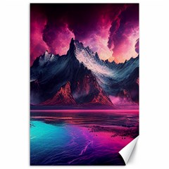 Ai Generated Mountain Ocean Lava Canvas 24  X 36  by Ravend