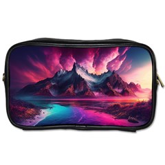 Ai Generated Mountain Ocean Lava Toiletries Bag (one Side) by Ravend