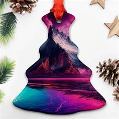 Ai Generated Mountain Ocean Lava Christmas Tree Ornament (two Sides) by Ravend