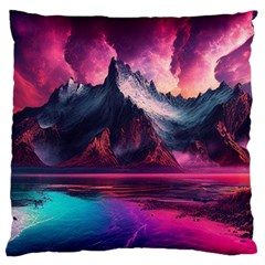 Ai Generated Mountain Ocean Lava Large Cushion Case (one Side) by Ravend