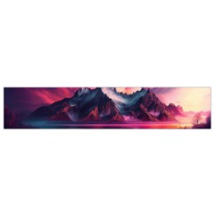 Ai Generated Mountain Ocean Lava Small Premium Plush Fleece Scarf by Ravend