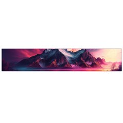 Ai Generated Mountain Ocean Lava Large Premium Plush Fleece Scarf  by Ravend