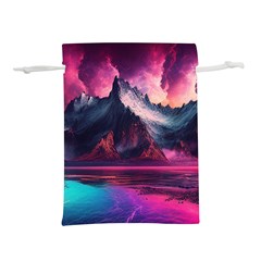 Ai Generated Mountain Ocean Lava Lightweight Drawstring Pouch (s) by Ravend