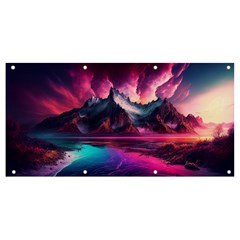 Ai Generated Mountain Ocean Lava Banner And Sign 8  X 4  by Ravend