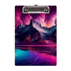 Ai Generated Mountain Ocean Lava A5 Acrylic Clipboard by Ravend