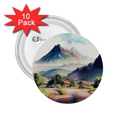 Countryside Trees Grass Mountain 2 25  Buttons (10 Pack)  by Ravend