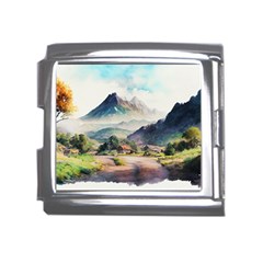 Countryside Trees Grass Mountain Mega Link Italian Charm (18mm)