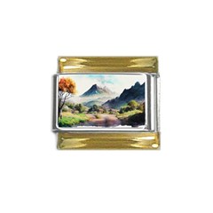 Countryside Trees Grass Mountain Gold Trim Italian Charm (9mm)