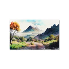 Countryside Trees Grass Mountain Sticker (rectangular) by Ravend