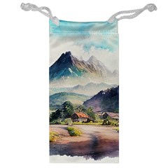 Countryside Trees Grass Mountain Jewelry Bag by Ravend