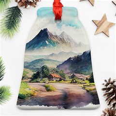 Countryside Trees Grass Mountain Ornament (bell)